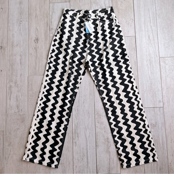 Cider Denim - NWT Cider | Wavy straight Leg trousers Cream/Black Medium